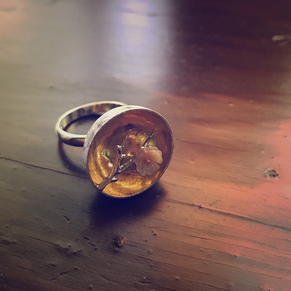 Flower on Branch Ring Handmade Sterling Silver