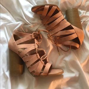 Blush strappy heels