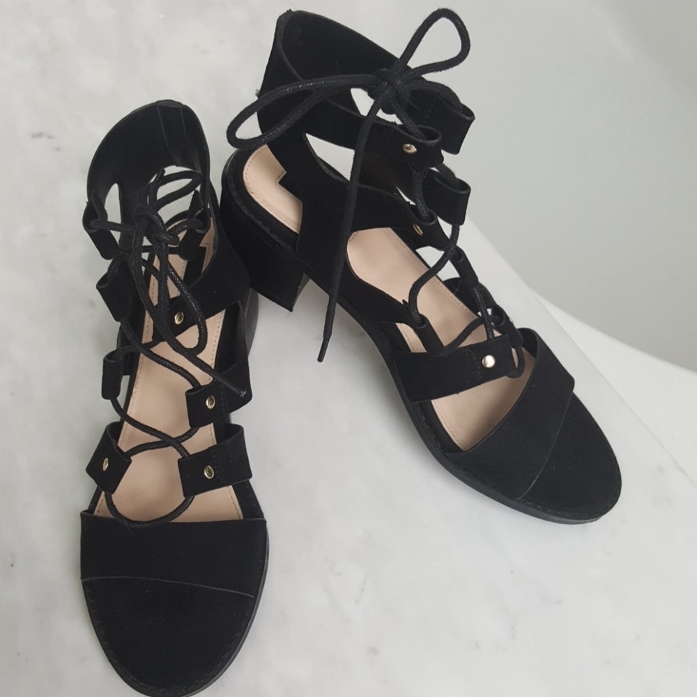 Chunky lace up heels