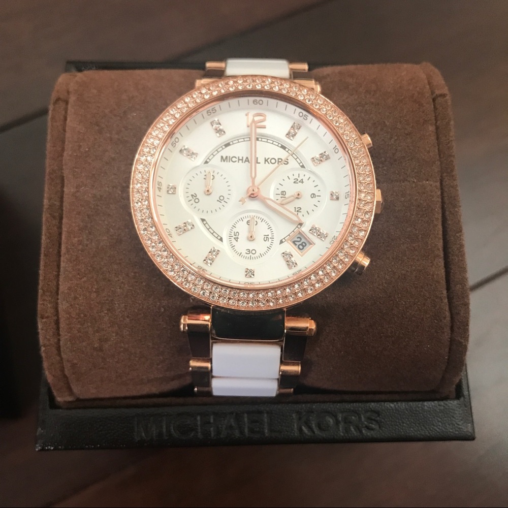 NEVER WORN Michael Kors Watch - white & rose gold