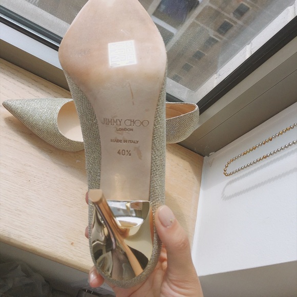 Jimmy Choo gold glitter pointed toe pumps - Picture 3 of 4