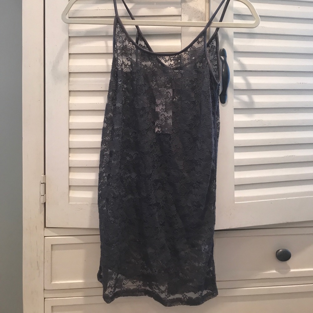 Grey lace tank