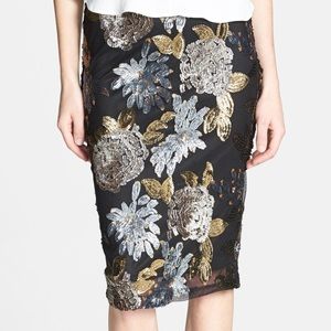 NWT [J.O.A.] Floral Sequin Body-Con Skirt - XS