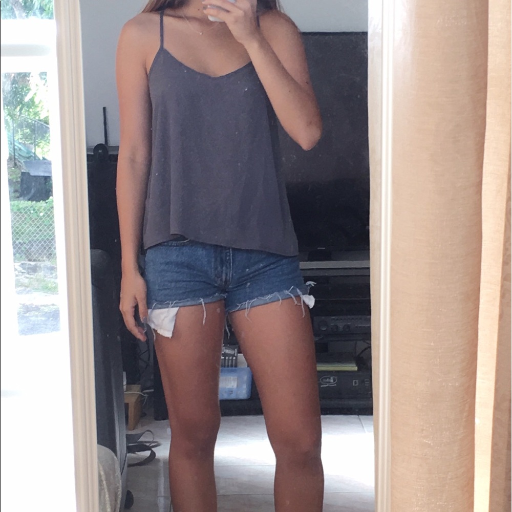 Gray detailed cross back tank top