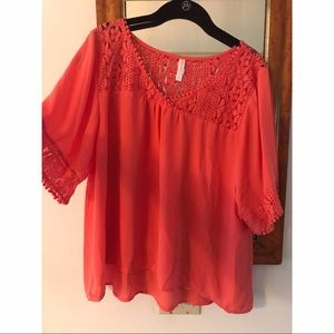 Coral lace shirt