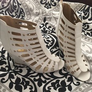 Yoki white/gold studded wedges*FINAL PRICE*