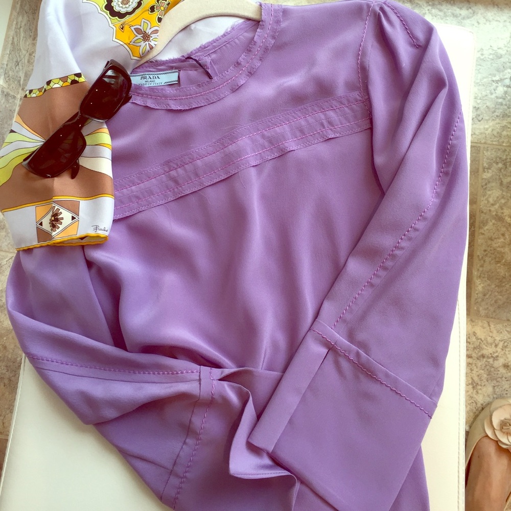 Prada lavender crêpe de Chine silk blouse