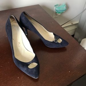 Bettye muller navy suede pumps