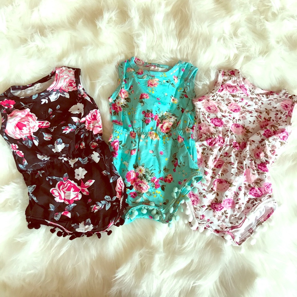 Floral Sleeveless Baby Rompers