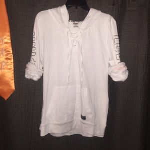 White lace up hoodie
