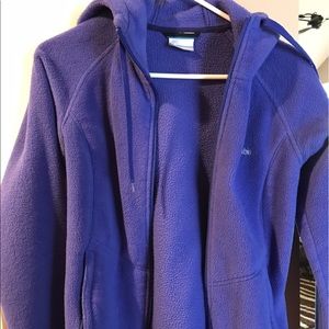 Zip up hooded fleece sweater jacket