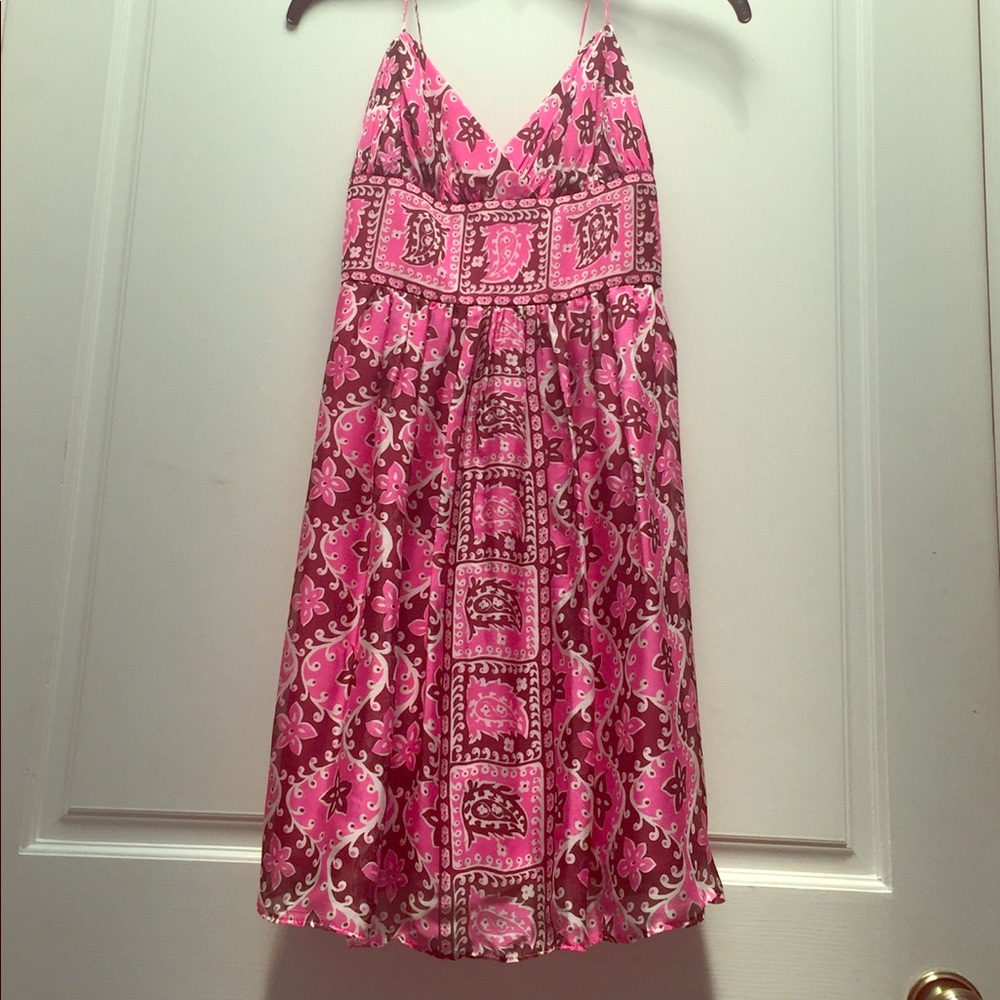 Milly pink paisley silk dress