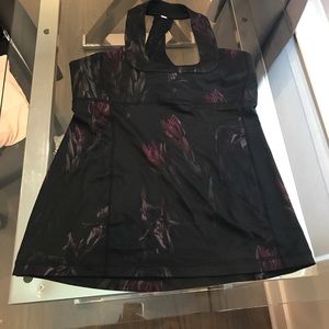 Lulu lemon halter top tank in black floral.