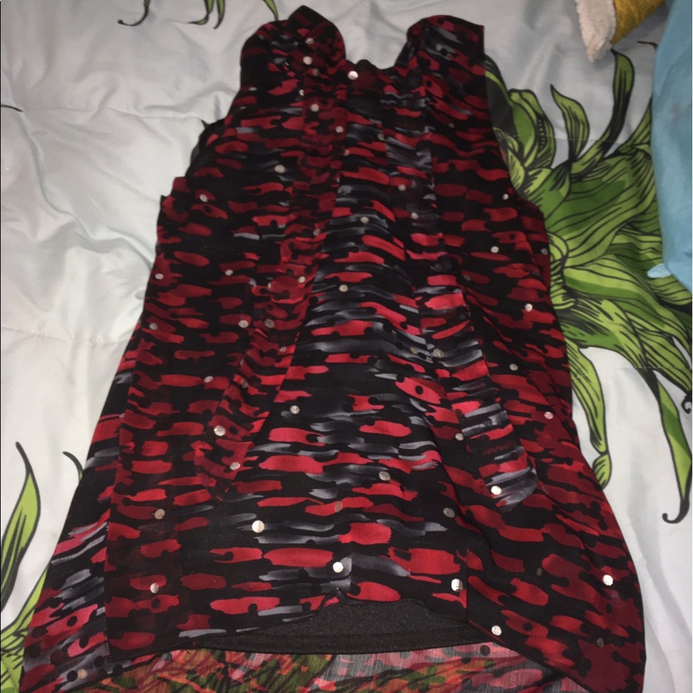 (SOLD) Red and Black Blouse