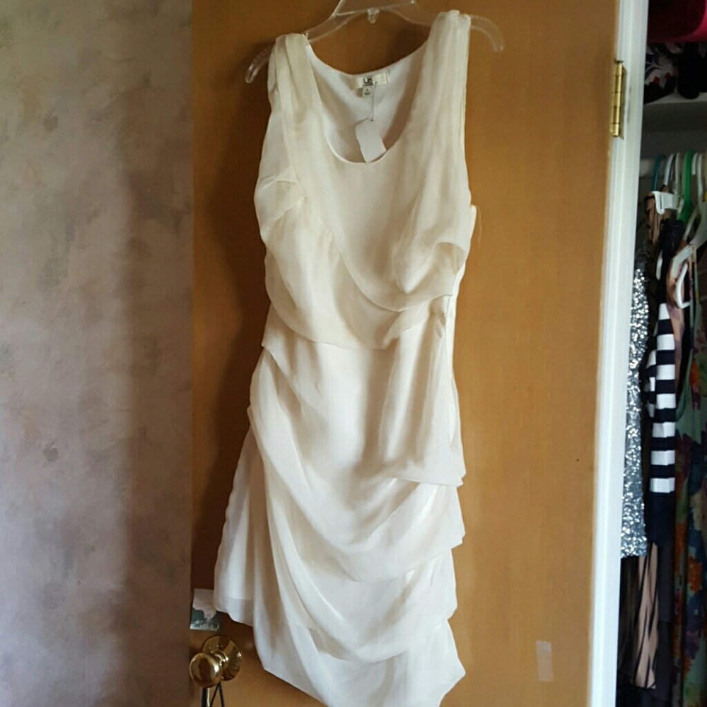 Draped cream-white dress