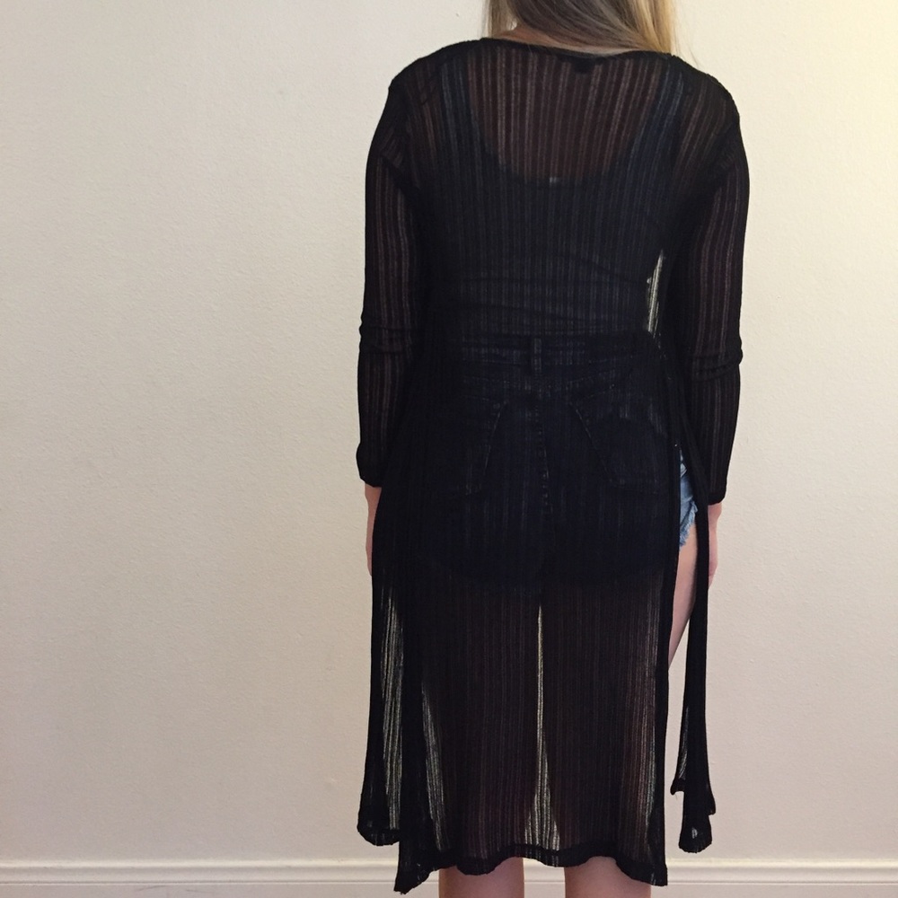•LAST 1• Long Sleeved Black Sheer Maxi Cardigan - Picture 3 of 8