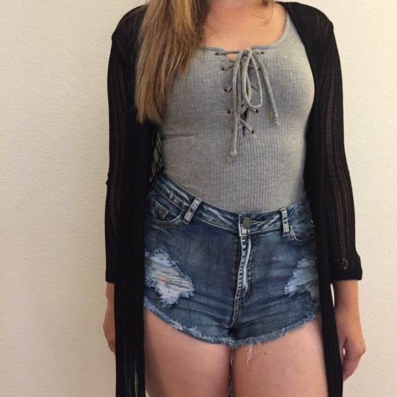 •LAST 1• Long Sleeved Black Sheer Maxi Cardigan - Picture 6 of 8