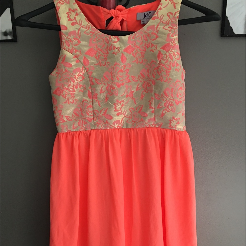 Girls Jolt Coral/Gold Dress