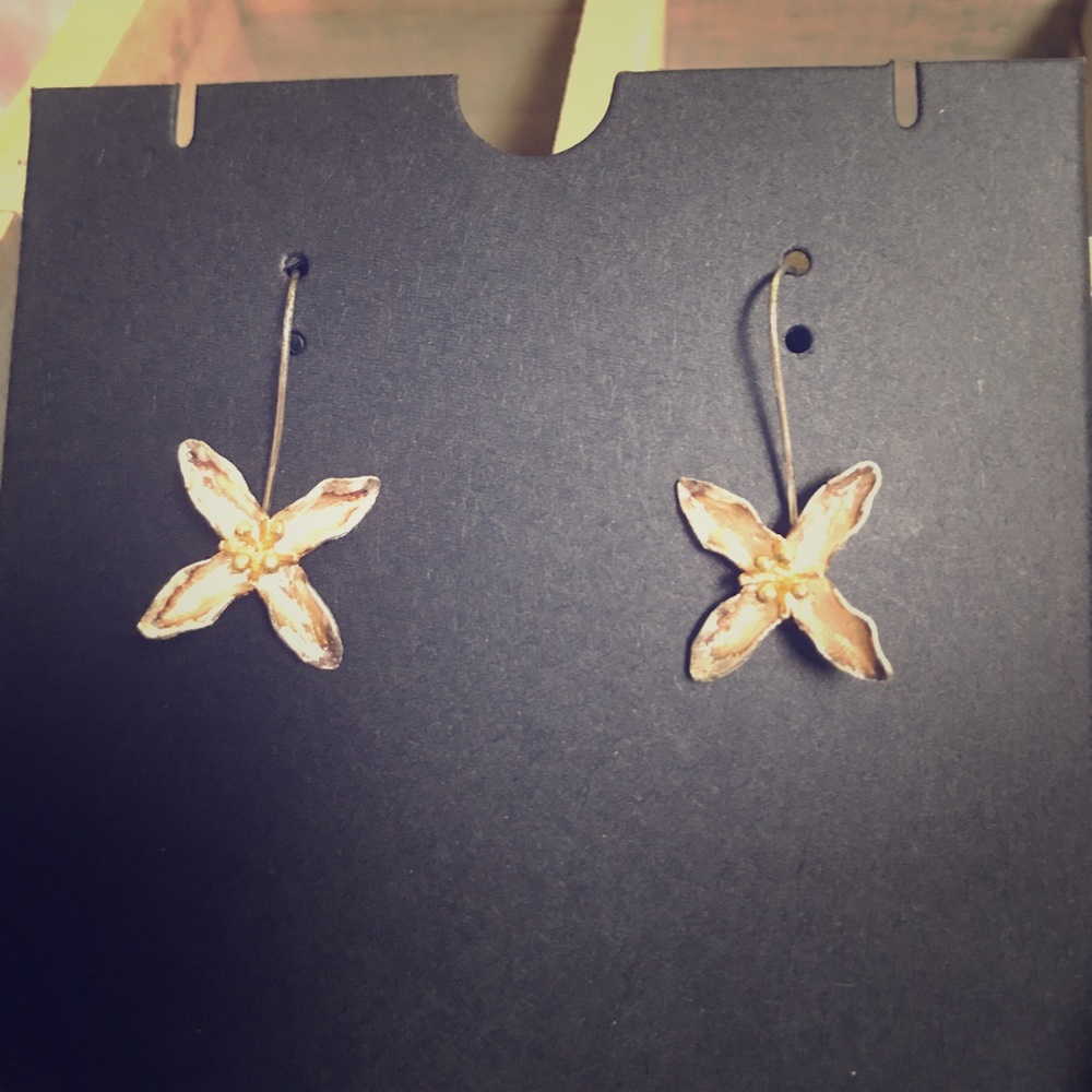 Floral Long Backing Earrings
