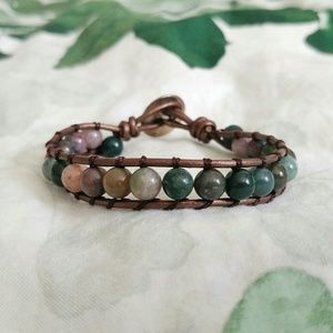 Bracelet with Interlaced Earth Tone Round Stones