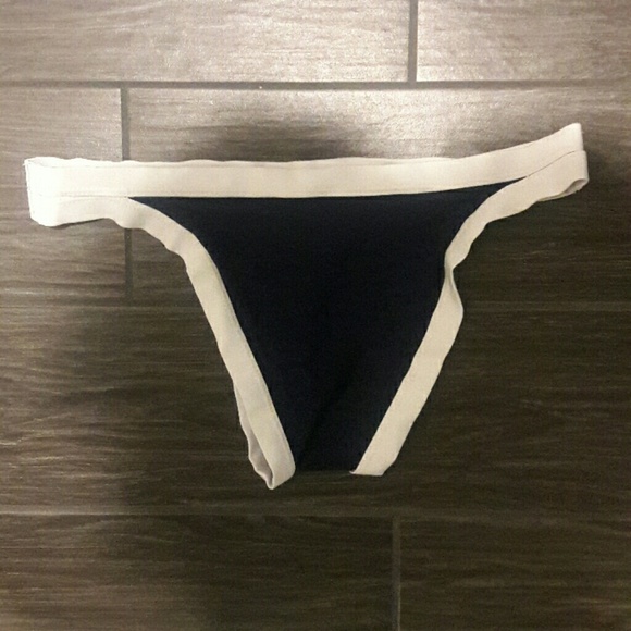 Dark Blue & White Halter Top Bikini - Picture 2 of 3