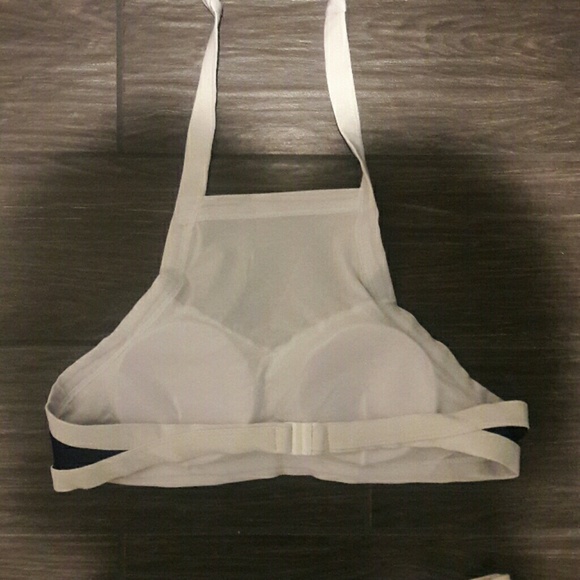 Dark Blue & White Halter Top Bikini - Picture 3 of 3