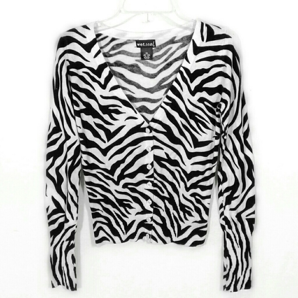 Zebra stripe v-neck cardigan