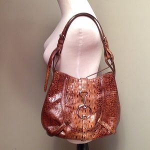 DKNY Croc Embossed Leather Large Hobo Handbag