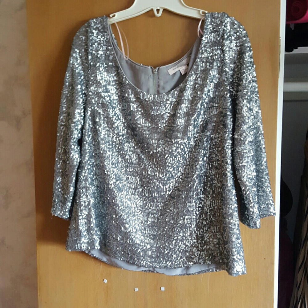 Silver all over sequin top
