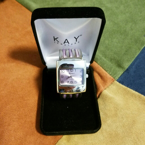Silver and purple cuff bracelet - Picture 1 of 2