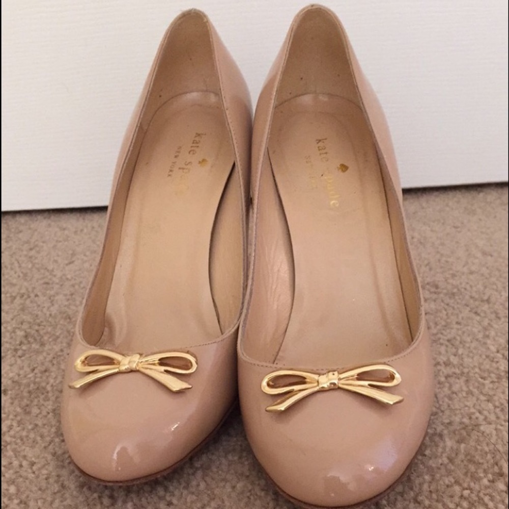 Kate Spade Nude Gold Bow Heels