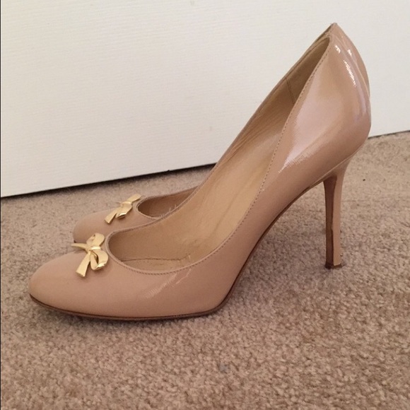 Kate Spade Nude Gold Bow Heels - Picture 2 of 4
