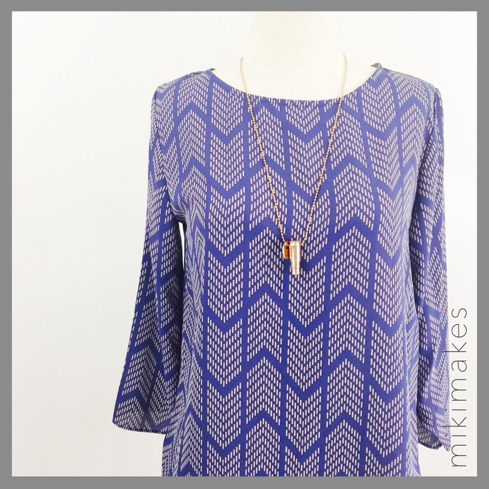 [ veronica m. ] blue printed 3/4 sleeve shirt