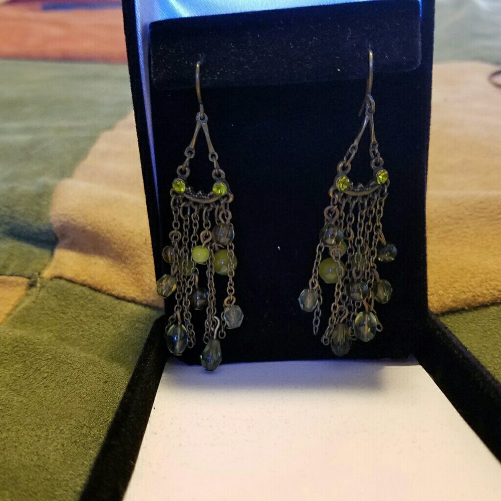 Green chandelier earrings