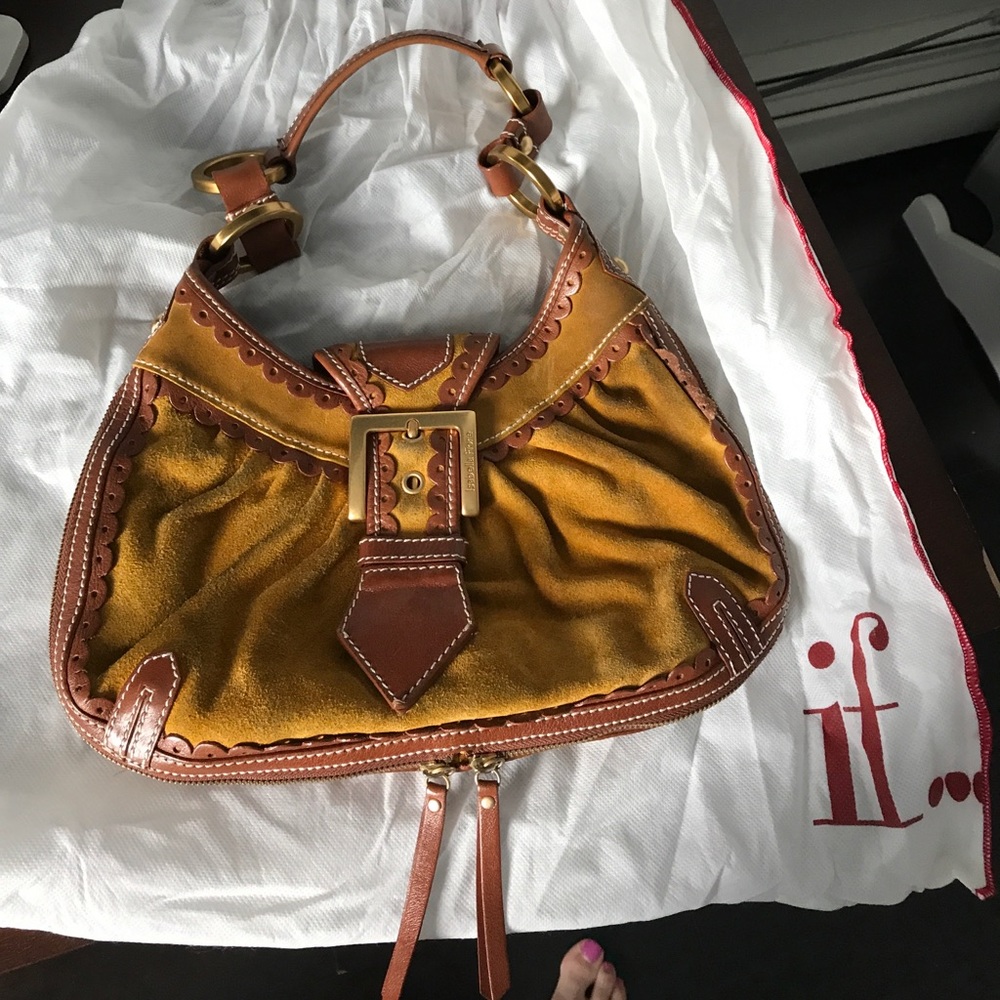 Golden tan suede/leather Isabella Fiore Handbag