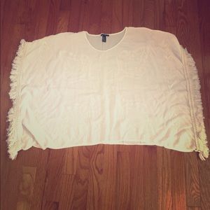 White Fringe Poncho Blouse