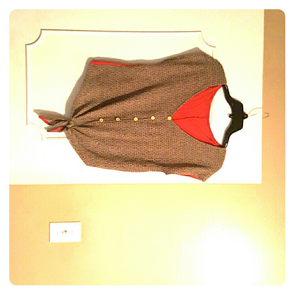 Adorable burnt orange and tweed shirt!