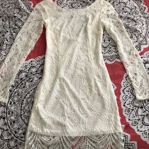 White Eyelash Lace Bodycon Dress