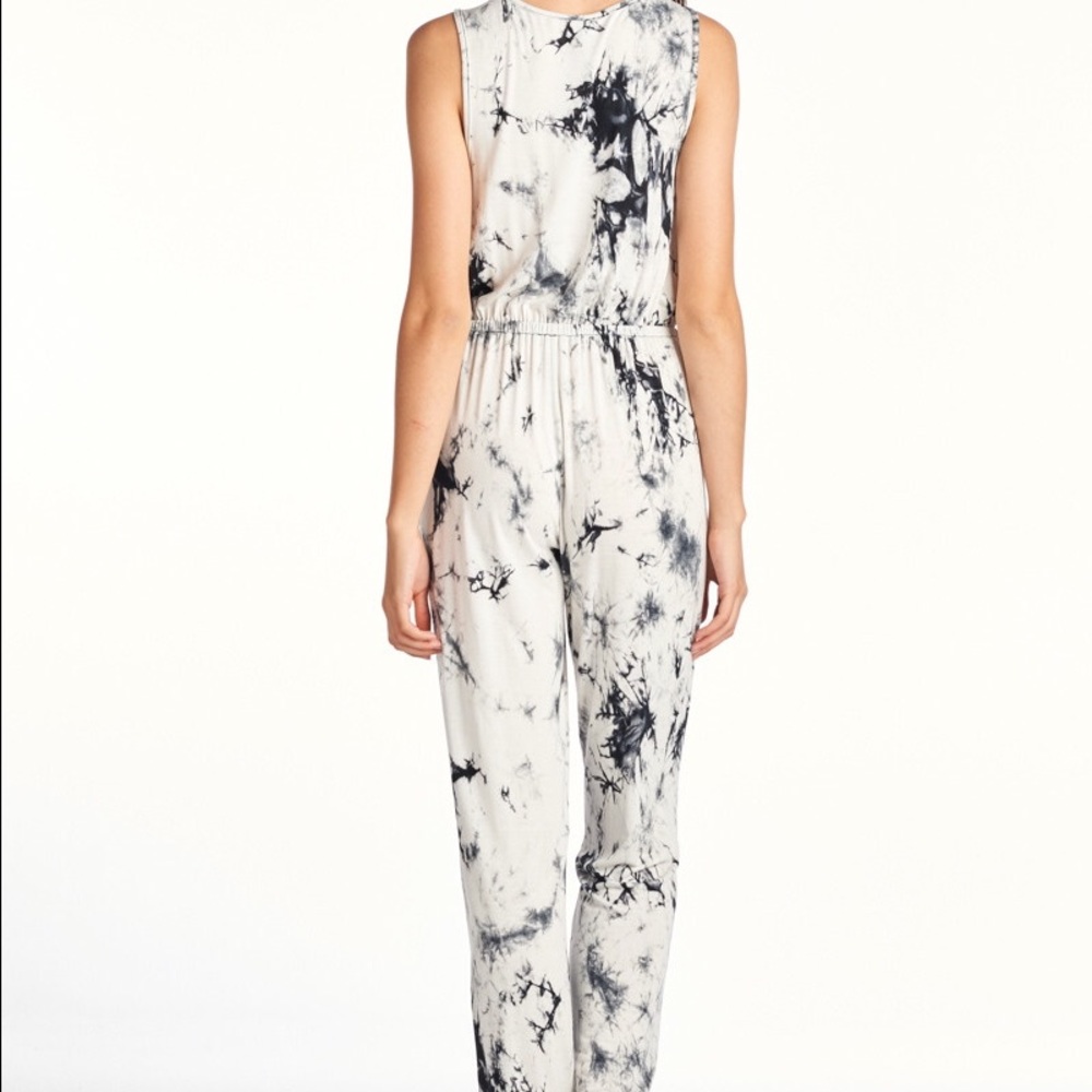 Tie dye sleeveless jumpsuit black white grey - Picture 3 of 5