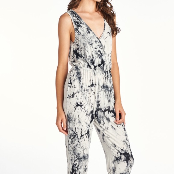 Tie dye sleeveless jumpsuit black white grey - Picture 5 of 5