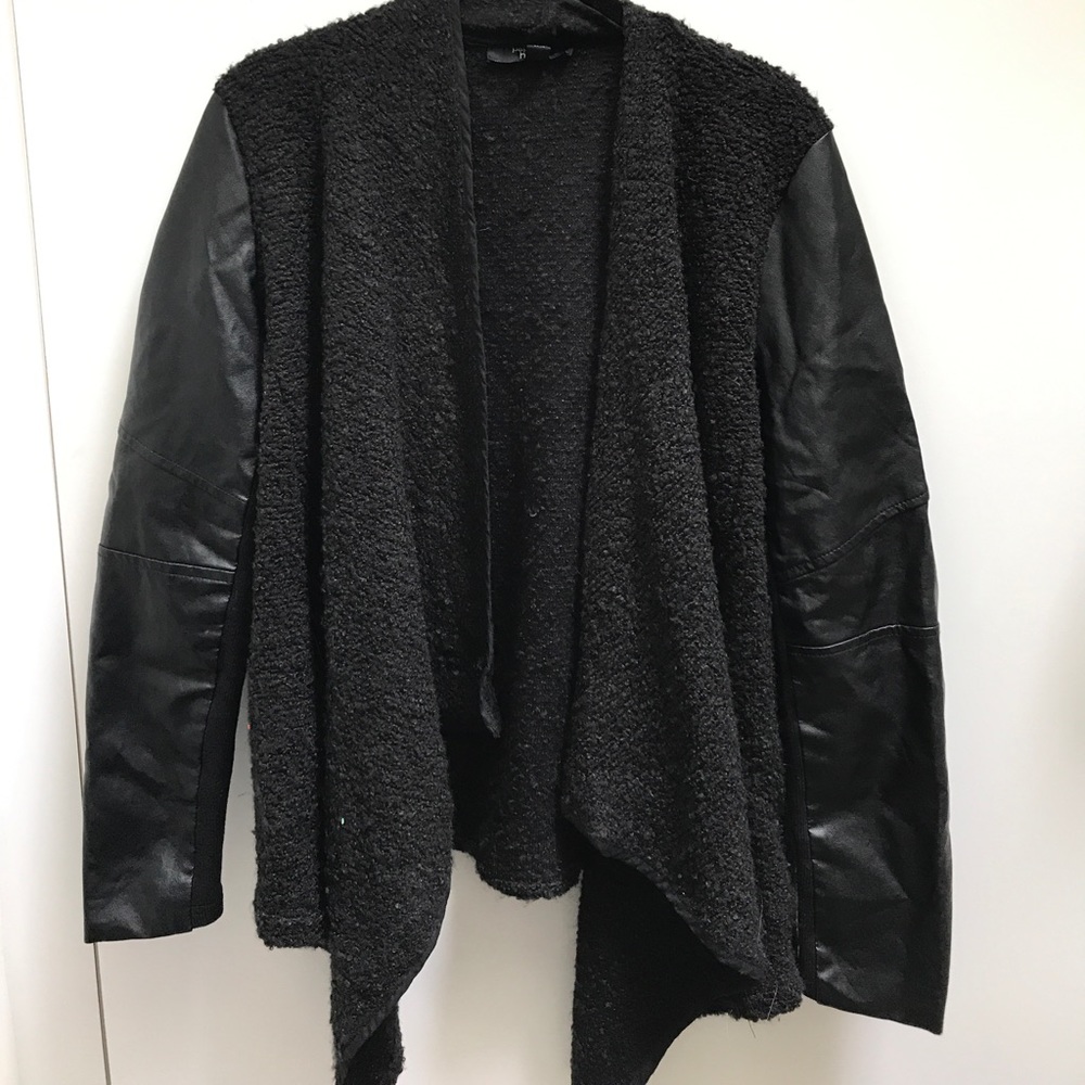 Leather and wool jacket