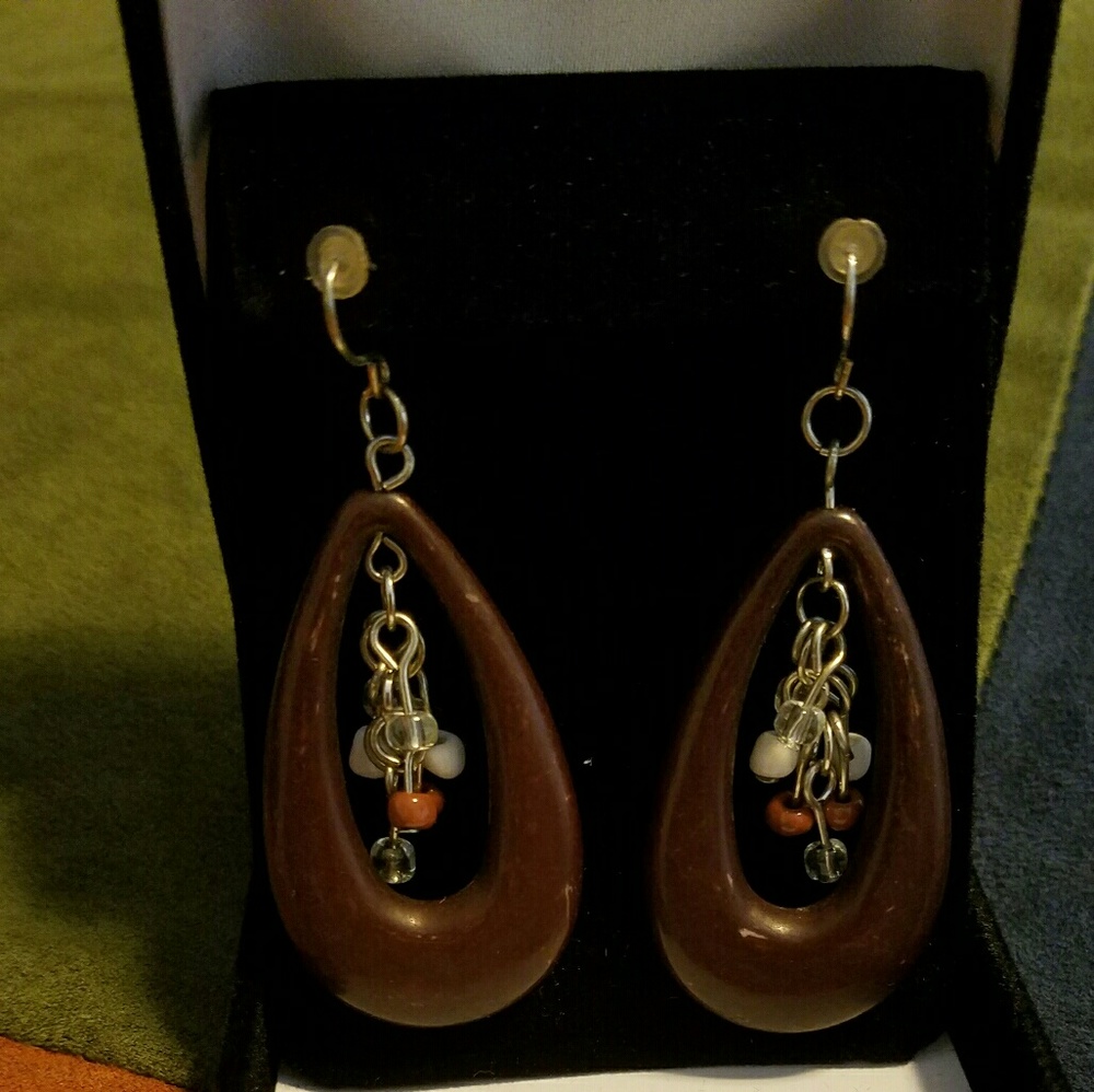 Brown bead earrings