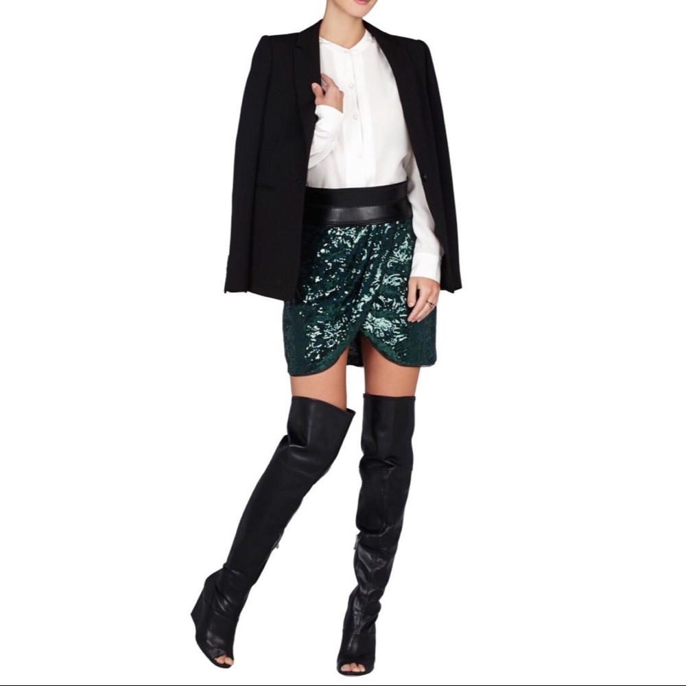 BCBG green sequin skirt