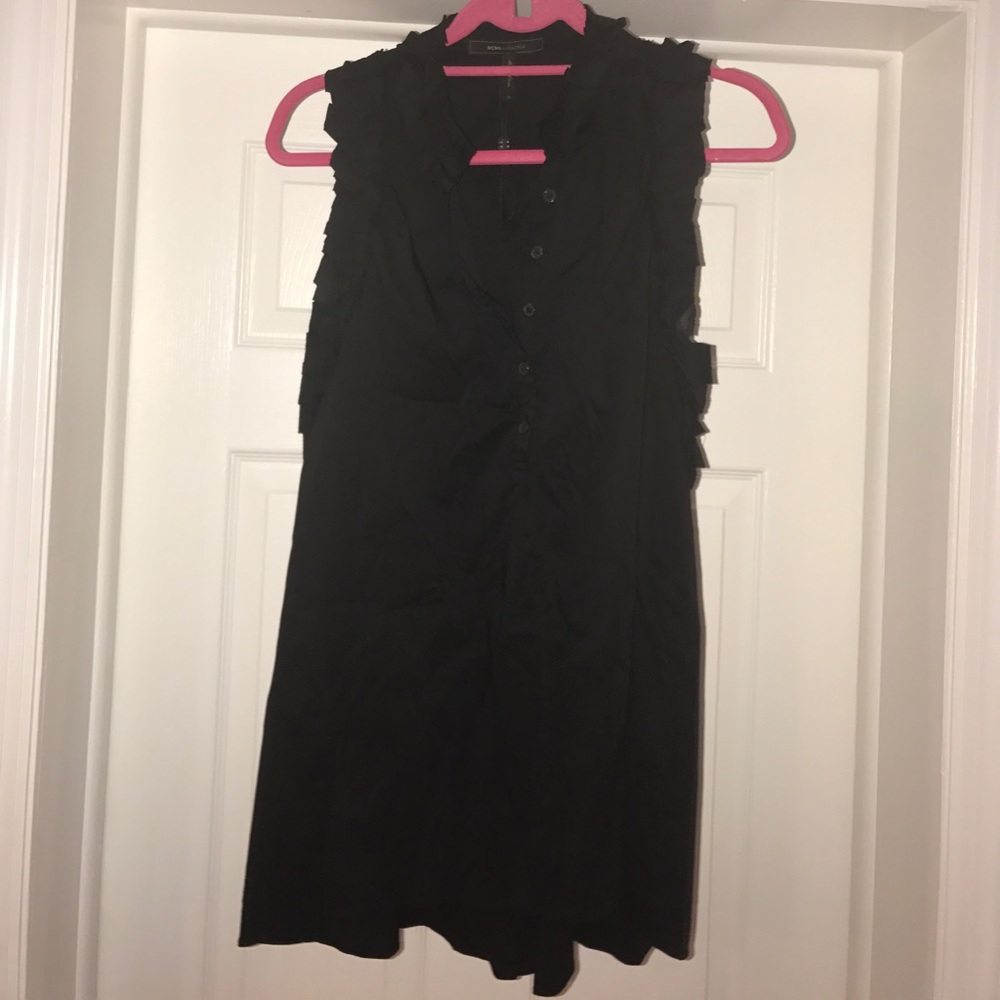 BCBGMAXAZARIA Black Ruffle Blouse