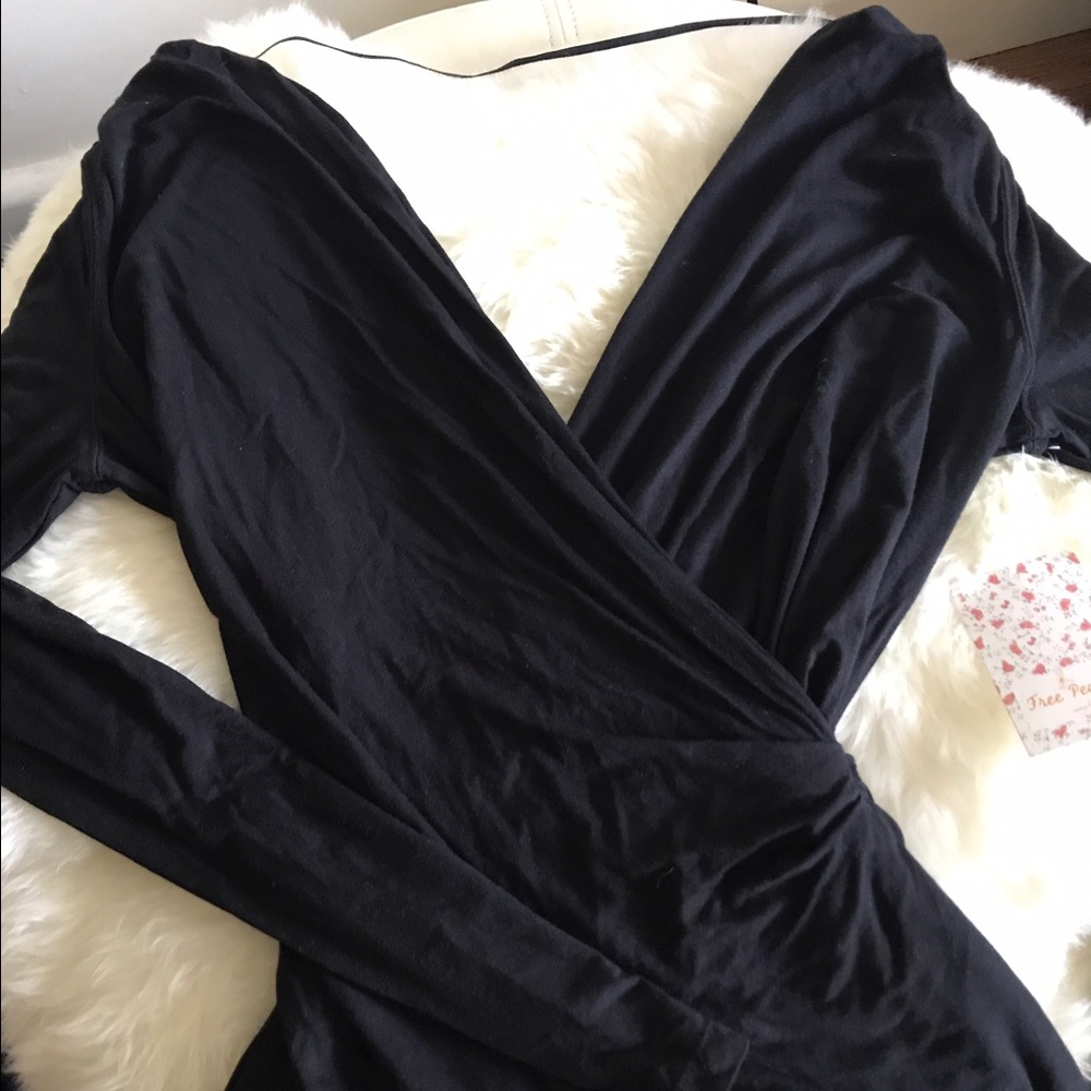 Free People Black Wrap Top