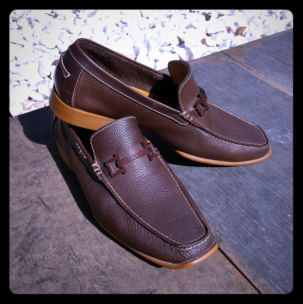 A. Testoni Brown Leather Loafers size 8.5