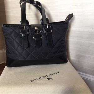 Authentic Burberry black quilted handbag.