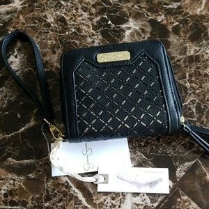 Jessica Simpson Dixie Black/Gold Wristlet