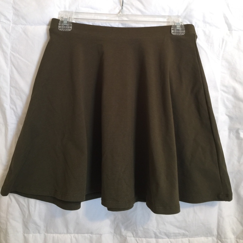 Olive Knit Skater Skirt