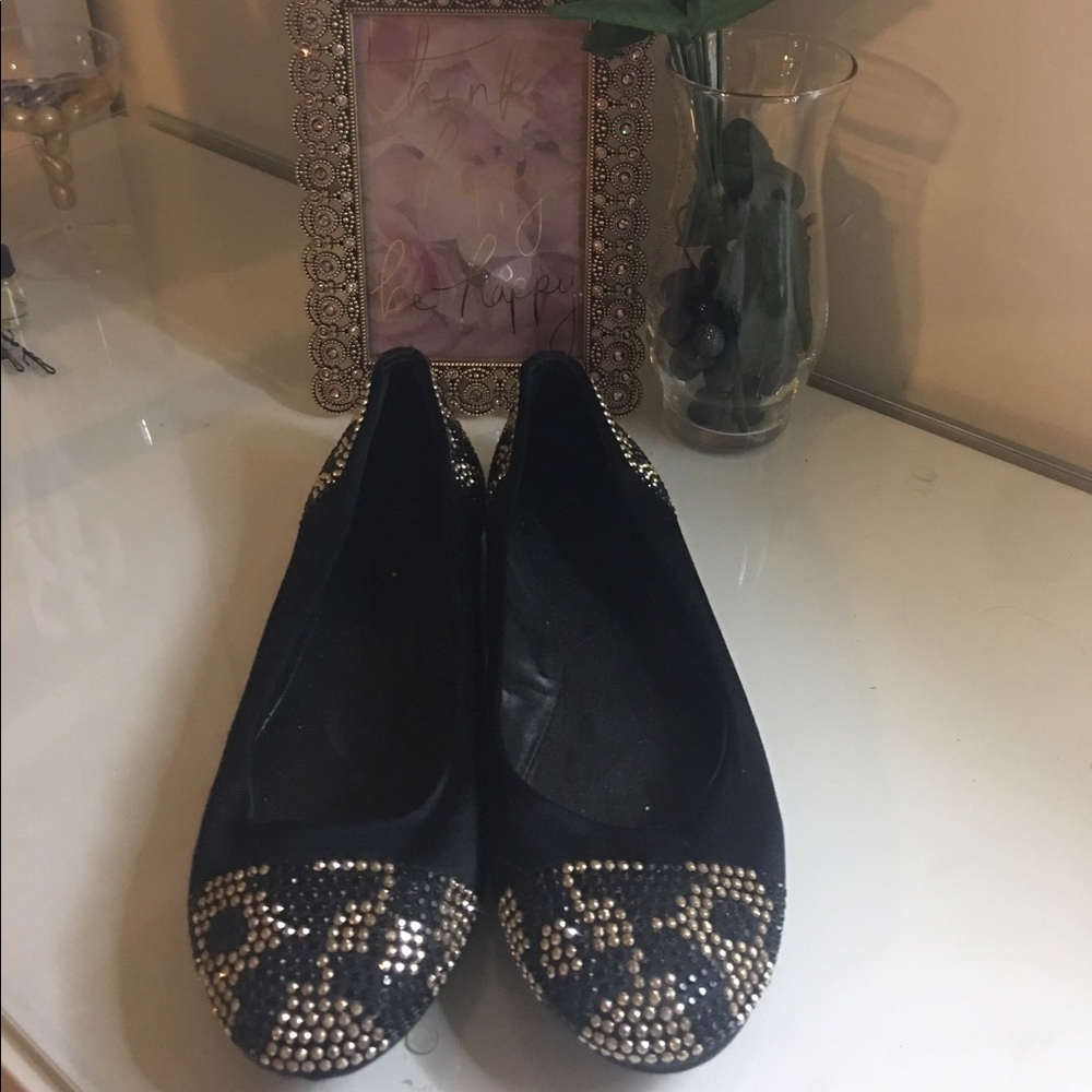 INC black and gold ballet flats